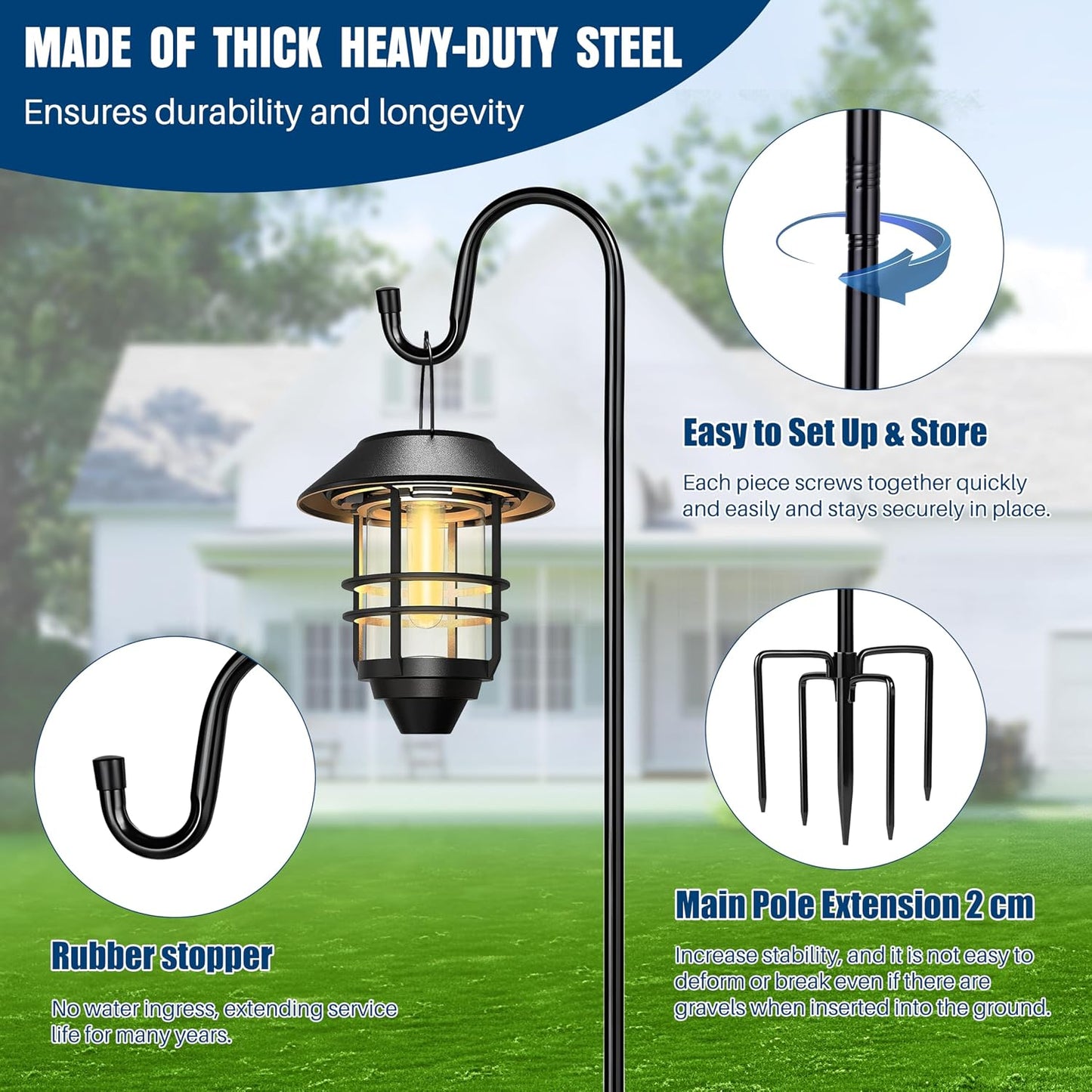 Shepherd-Hooks Adjustable for Bird-Feeder Lantern Plant-Hook Garden-Stake - Plant Stand Hanger for Outdoor Flower Basket, Bird Feeder Hanger Weddings Decor