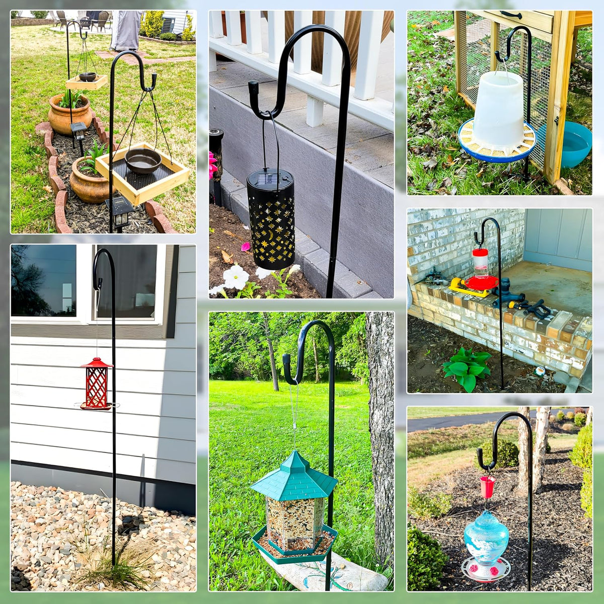 Shepherd-Hooks Adjustable for Bird-Feeder Lantern Plant-Hook Garden-Stake - Plant Stand Hanger for Outdoor Flower Basket, Bird Feeder Hanger Weddings Decor