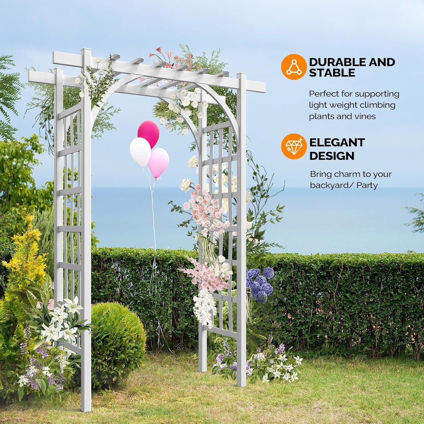 Garden Arbor, PVC Wedding Arch for Ceremony Party, Garden Trellis for Climbing Plants Outdoor, Arch Backdrop Stand for Garden, Backyard, Lawn, Wedding