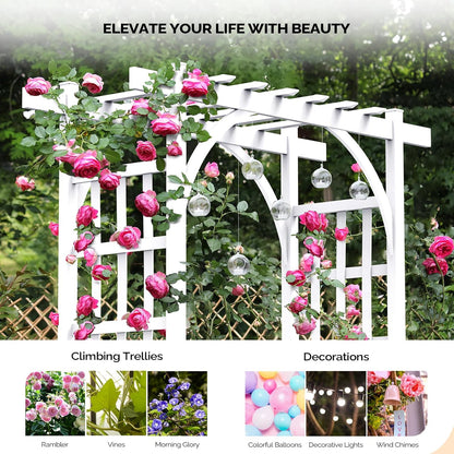 Garden Arbor, PVC Wedding Arch for Ceremony Party, Garden Trellis for Climbing Plants Outdoor, Arch Backdrop Stand for Garden, Backyard, Lawn, Wedding