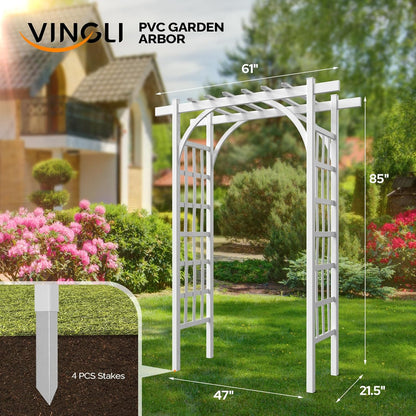 Garden Arbor, PVC Wedding Arch for Ceremony Party, Garden Trellis for Climbing Plants Outdoor, Arch Backdrop Stand for Garden, Backyard, Lawn, Wedding