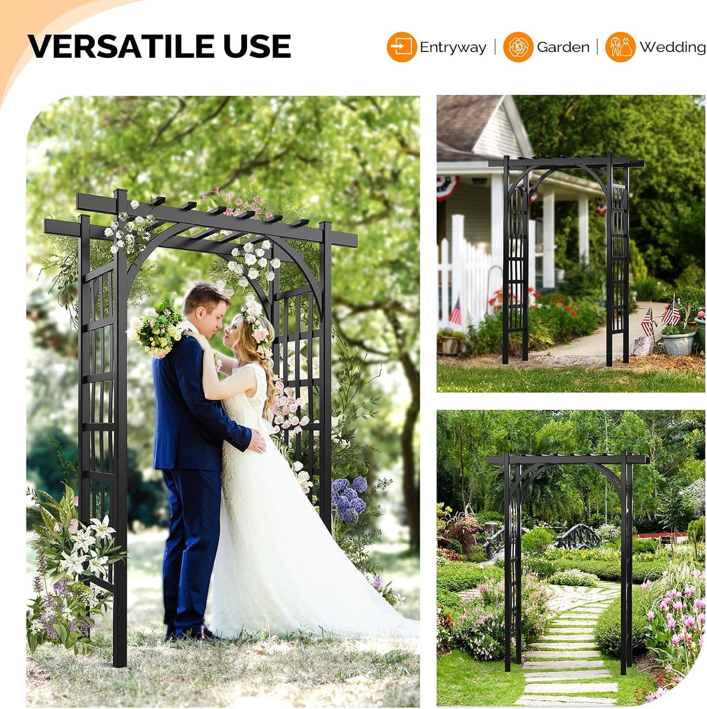 Garden Arbor, PVC Wedding Arch for Ceremony Party, Garden Trellis for Climbing Plants Outdoor, Arch Backdrop Stand for Garden, Backyard, Lawn, Wedding