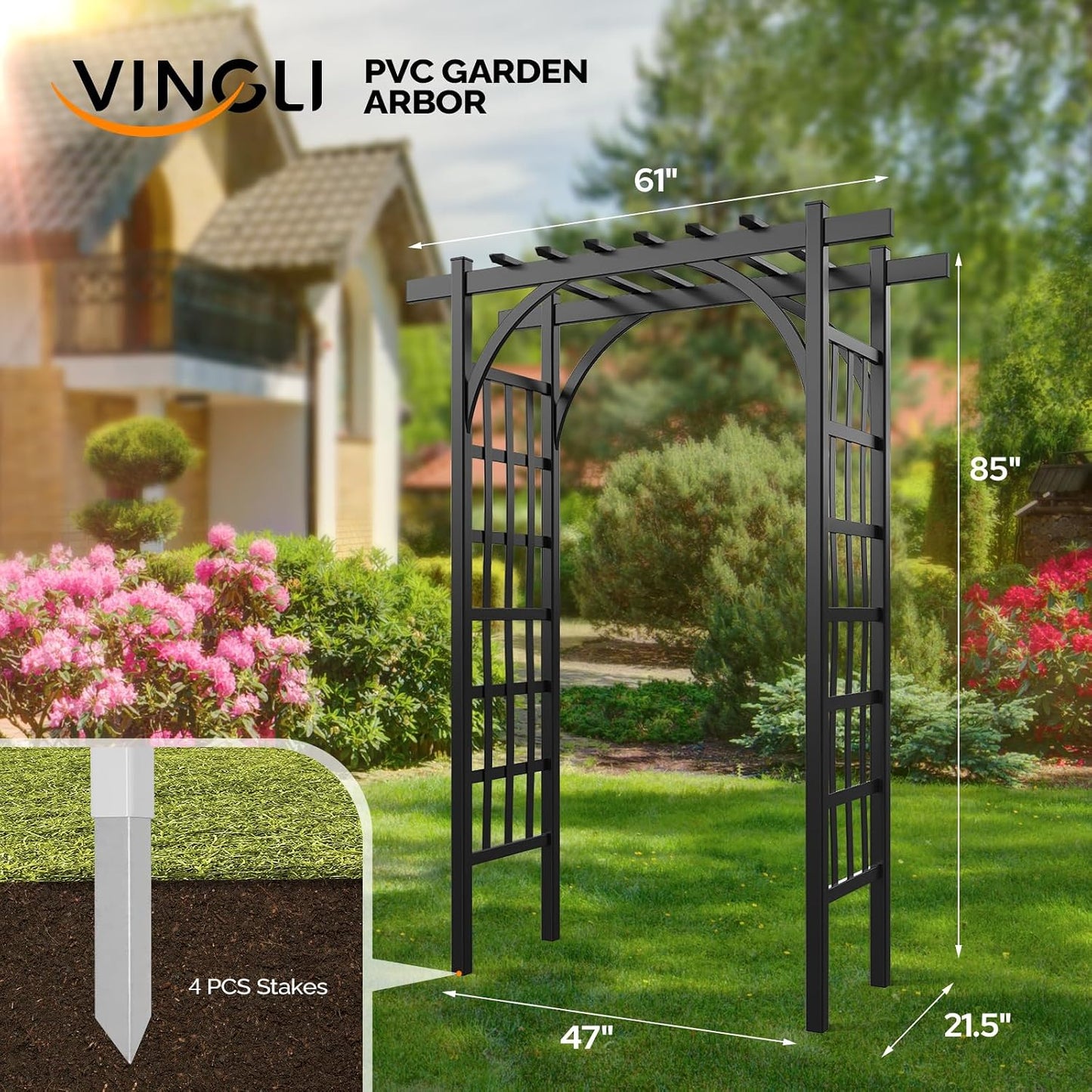 Garden Arbor, PVC Wedding Arch for Ceremony Party, Garden Trellis for Climbing Plants Outdoor, Arch Backdrop Stand for Garden, Backyard, Lawn, Wedding