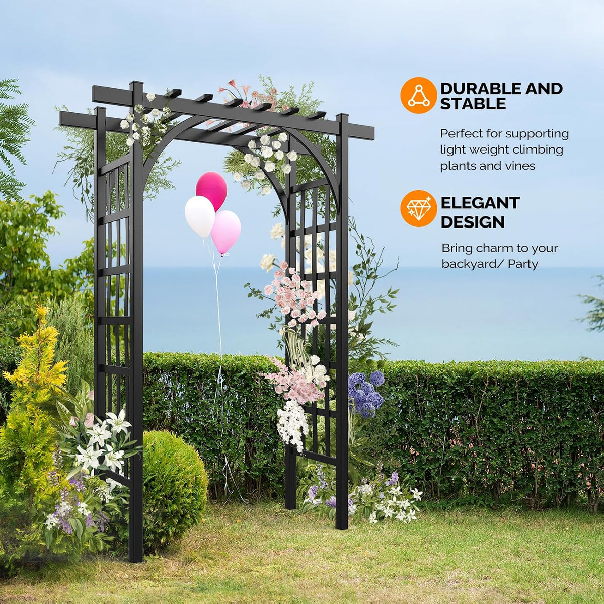 Garden Arbor, PVC Wedding Arch for Ceremony Party, Garden Trellis for Climbing Plants Outdoor, Arch Backdrop Stand for Garden, Backyard, Lawn, Wedding