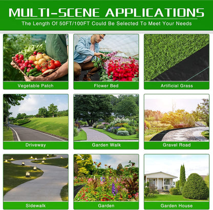 Weed Barrier Landscape Fabric Heavy Duty, 2.6FT x 100FT Thicken Garden Blocker Fabric Weed Mats, Weed Control Garden Cloth, Woven Geotextile Fabric for Garden Beds, Underlayment, Commercial Driveway