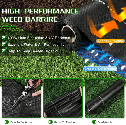 Weed Barrier Landscape Fabric Heavy Duty, 2.6FT x 100FT Thicken Garden Blocker Fabric Weed Mats, Weed Control Garden Cloth, Woven Geotextile Fabric for Garden Beds, Underlayment, Commercial Driveway