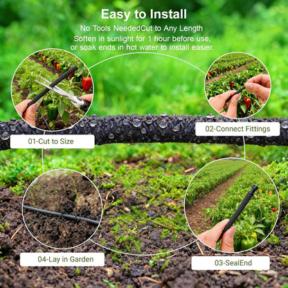 1/4 Soaker Hose Inch 100 FT, Irrigation for Vegetable Beds, Trees & Flowers