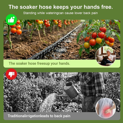 1/4 Soaker Hose Inch 100 FT, Irrigation for Vegetable Beds, Trees & Flowers
