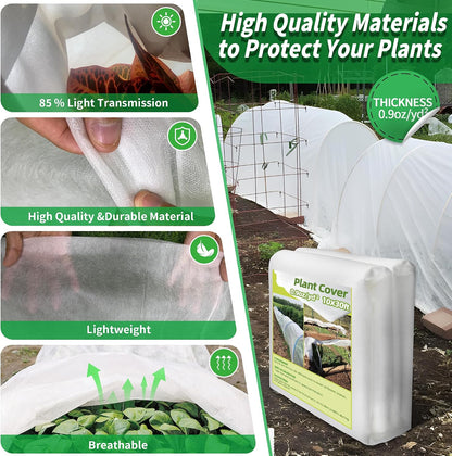 Plant Covers Freeze Protection, 10x50 FT Frost Cloths for Outdoor Plants, 0.9 oz/yd² Reusable Frost Blankets for Outdoor Plants, Row Covers for Vegetables Season Extension