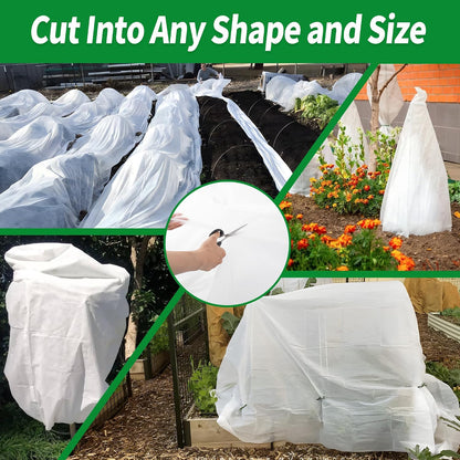 Plant Covers Freeze Protection, 10x50 FT Frost Cloths for Outdoor Plants, 0.9 oz/yd² Reusable Frost Blankets for Outdoor Plants, Row Covers for Vegetables Season Extension