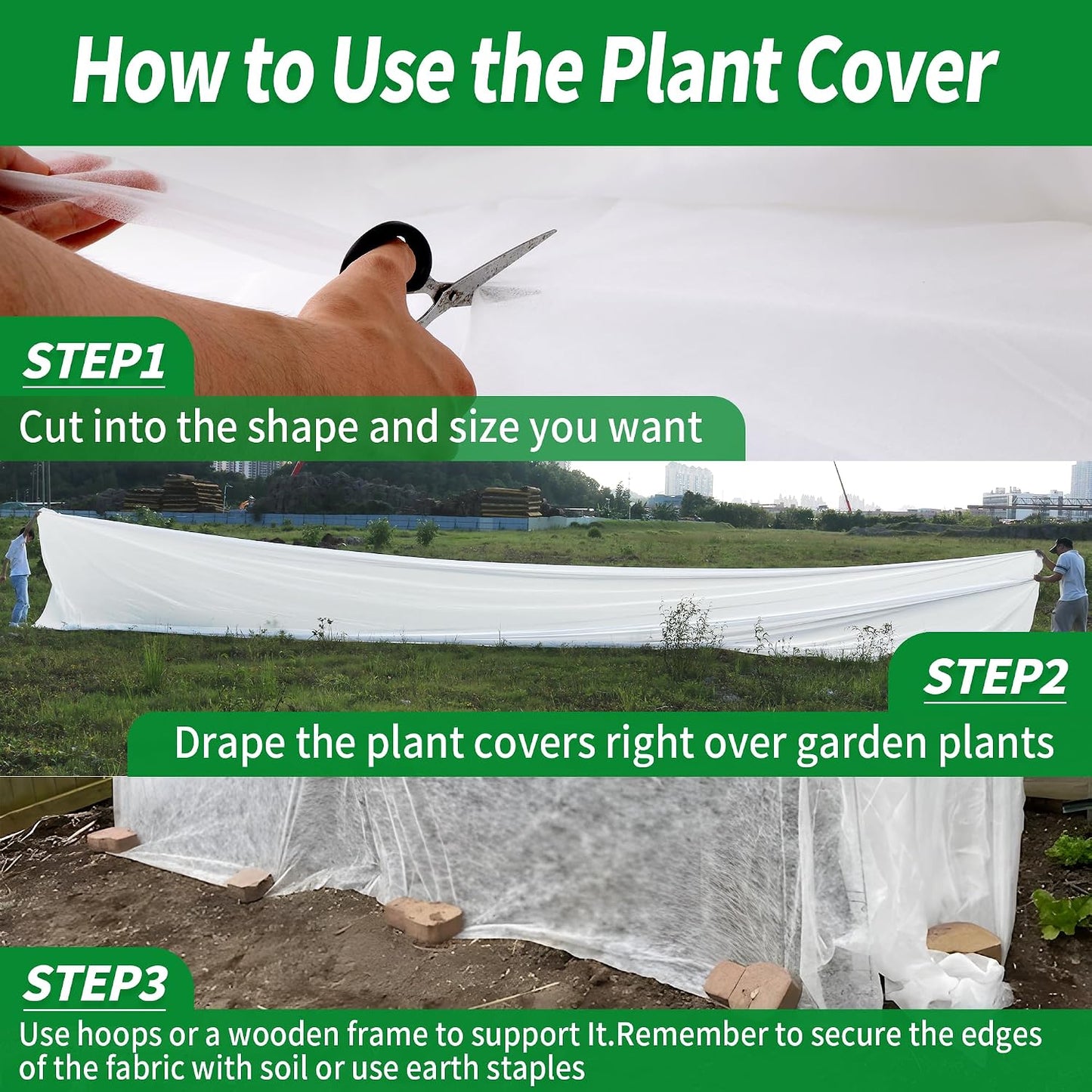 Plant Covers Freeze Protection, 10x50 FT Frost Cloths for Outdoor Plants, 0.9 oz/yd² Reusable Frost Blankets for Outdoor Plants, Row Covers for Vegetables Season Extension