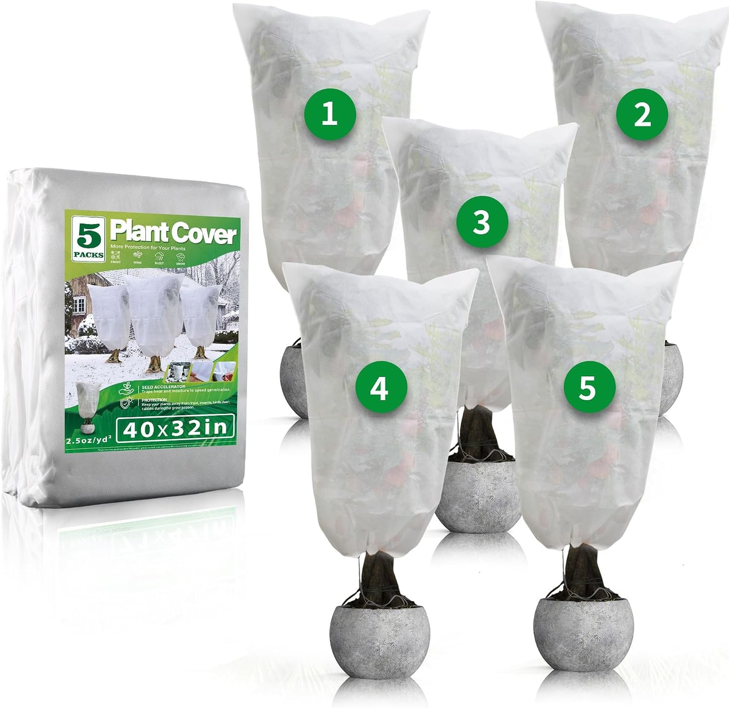 Plant Covers Freeze Protection, 10x50 FT Frost Cloths for Outdoor Plants, 0.9 oz/yd² Reusable Frost Blankets for Outdoor Plants, Row Covers for Vegetables Season Extension