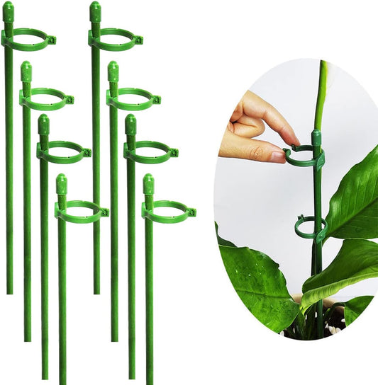 8 Pack Small Plant Support Plant Stakes, Adjustable Garden Single Stem Support Stake, Planter Support Ring for Orchid, Rose, Peony, Peppers and More, 12 inch