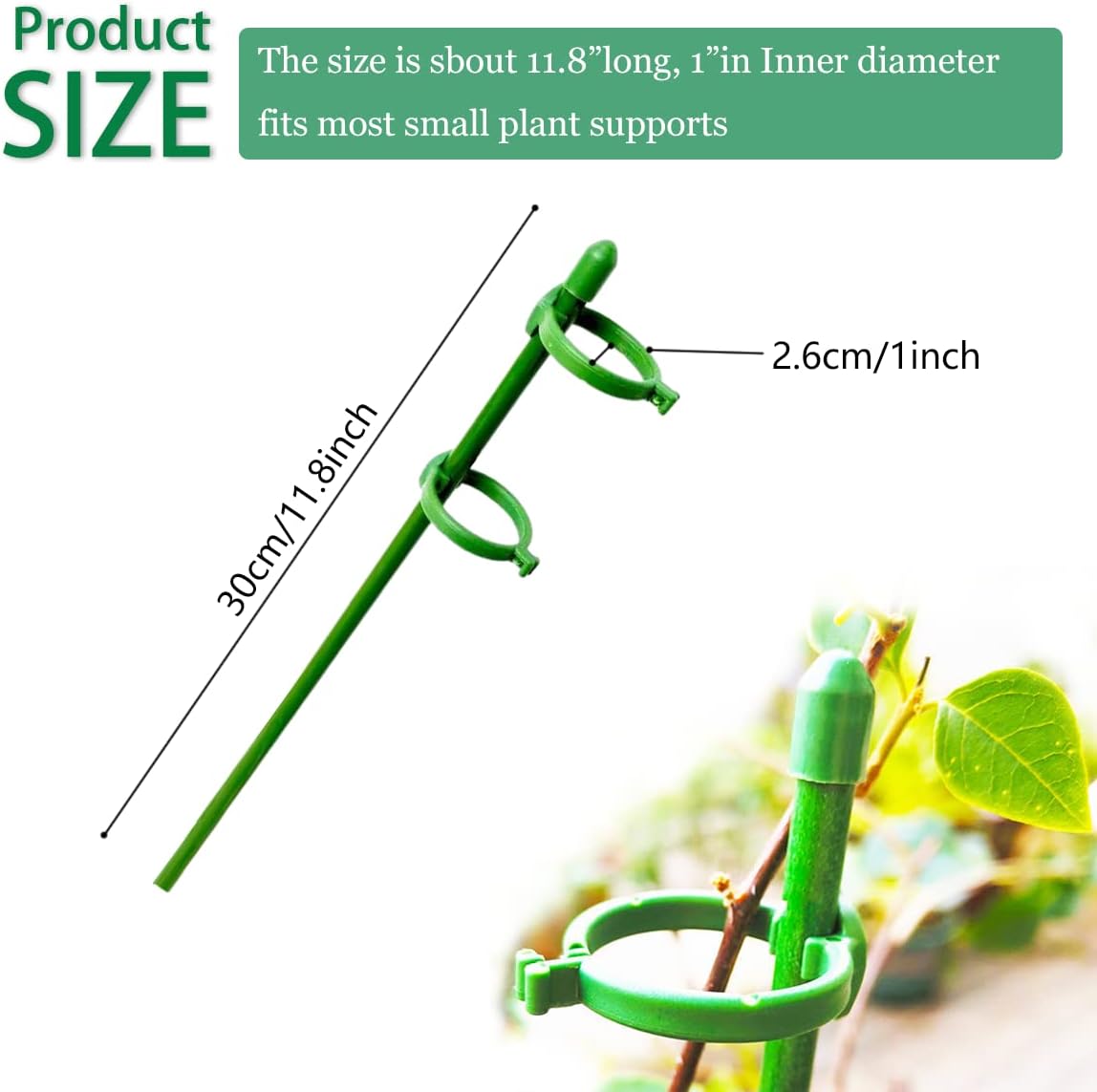 8 Pack Small Plant Support Plant Stakes, Adjustable Garden Single Stem Support Stake, Planter Support Ring for Orchid, Rose, Peony, Peppers and More, 12 inch