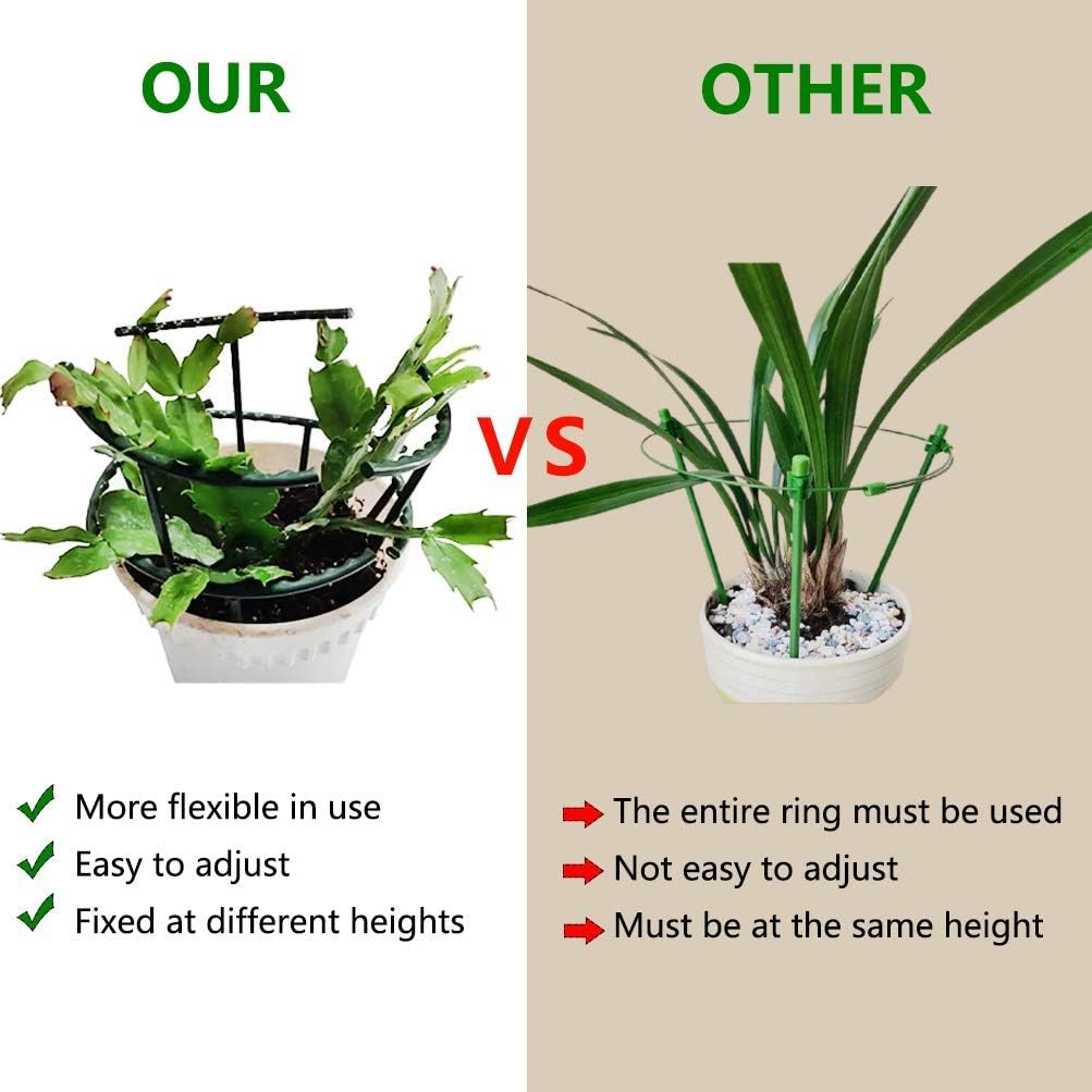 8 Pack Small Plant Support Plant Stakes, Adjustable Garden Single Stem Support Stake, Planter Support Ring for Orchid, Rose, Peony, Peppers and More, 12 inch
