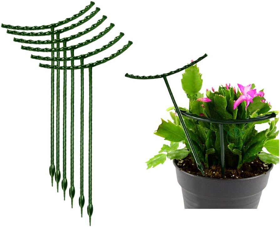 8 Pack Small Plant Support Plant Stakes, Adjustable Garden Single Stem Support Stake, Planter Support Ring for Orchid, Rose, Peony, Peppers and More, 12 inch
