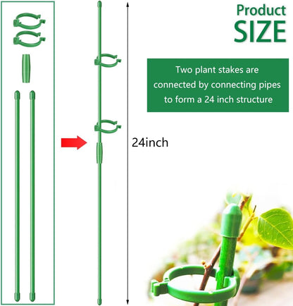 8 Pack Small Plant Support Plant Stakes, Adjustable Garden Single Stem Support Stake, Planter Support Ring for Orchid, Rose, Peony, Peppers and More, 12 inch