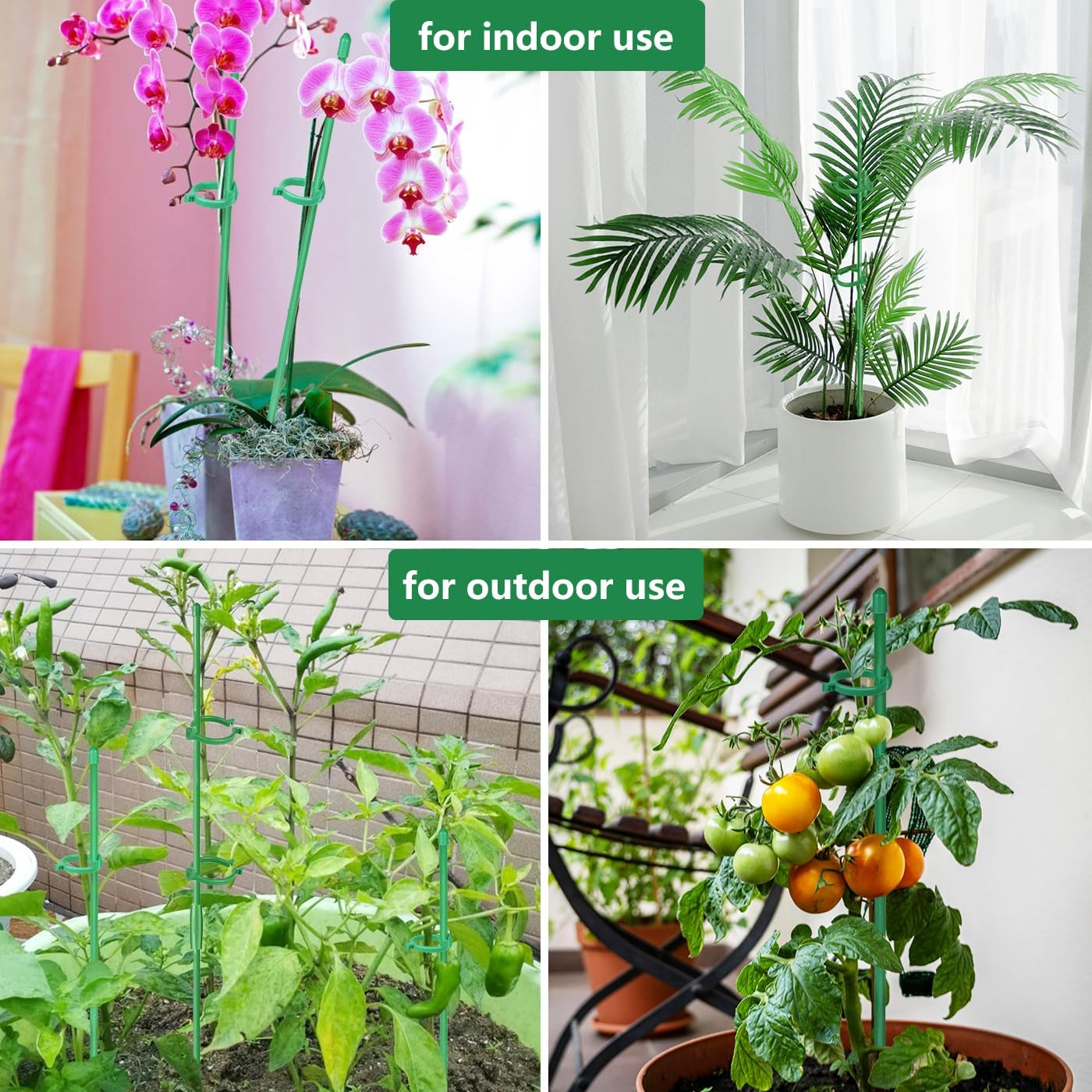 8 Pack Small Plant Support Plant Stakes, Adjustable Garden Single Stem Support Stake, Planter Support Ring for Orchid, Rose, Peony, Peppers and More, 12 inch