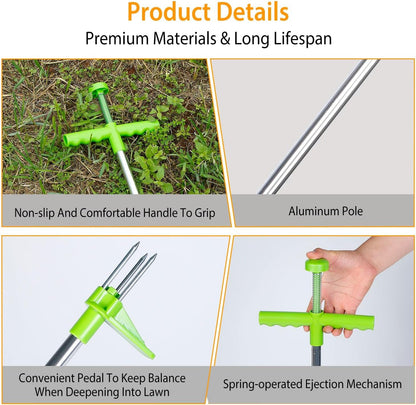 Weed Puller Tool, Stand Up Heavy Duty Manual 3 Claws Weed Remover Tool Root Pulling Tool Picker Grabber with Foot Pedal for Dandelion Effortless Garden Weed Removal