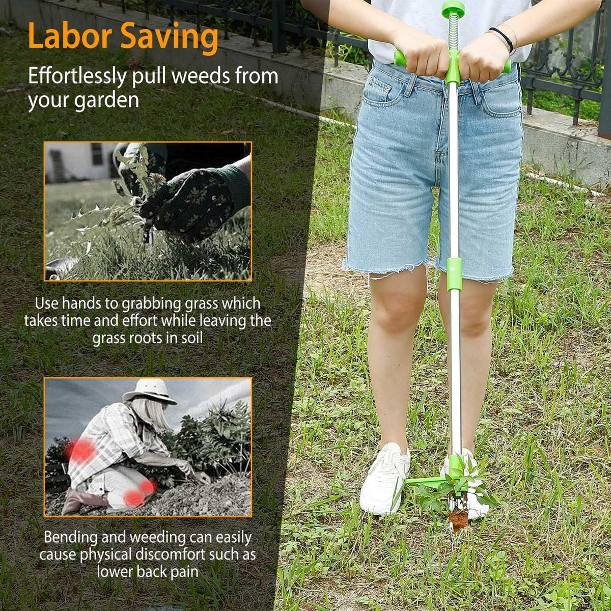 Weed Puller Tool, Stand Up Heavy Duty Manual 3 Claws Weed Remover Tool Root Pulling Tool Picker Grabber with Foot Pedal for Dandelion Effortless Garden Weed Removal