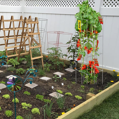 Tomato Cages, 11.8" x 11.8" x 46.1", 10 Packs Square Plant Support Cages, Silver PVC-Coated Steel Tomato Towers for Climbing Vegetables, Plants, Flowers, Fruits