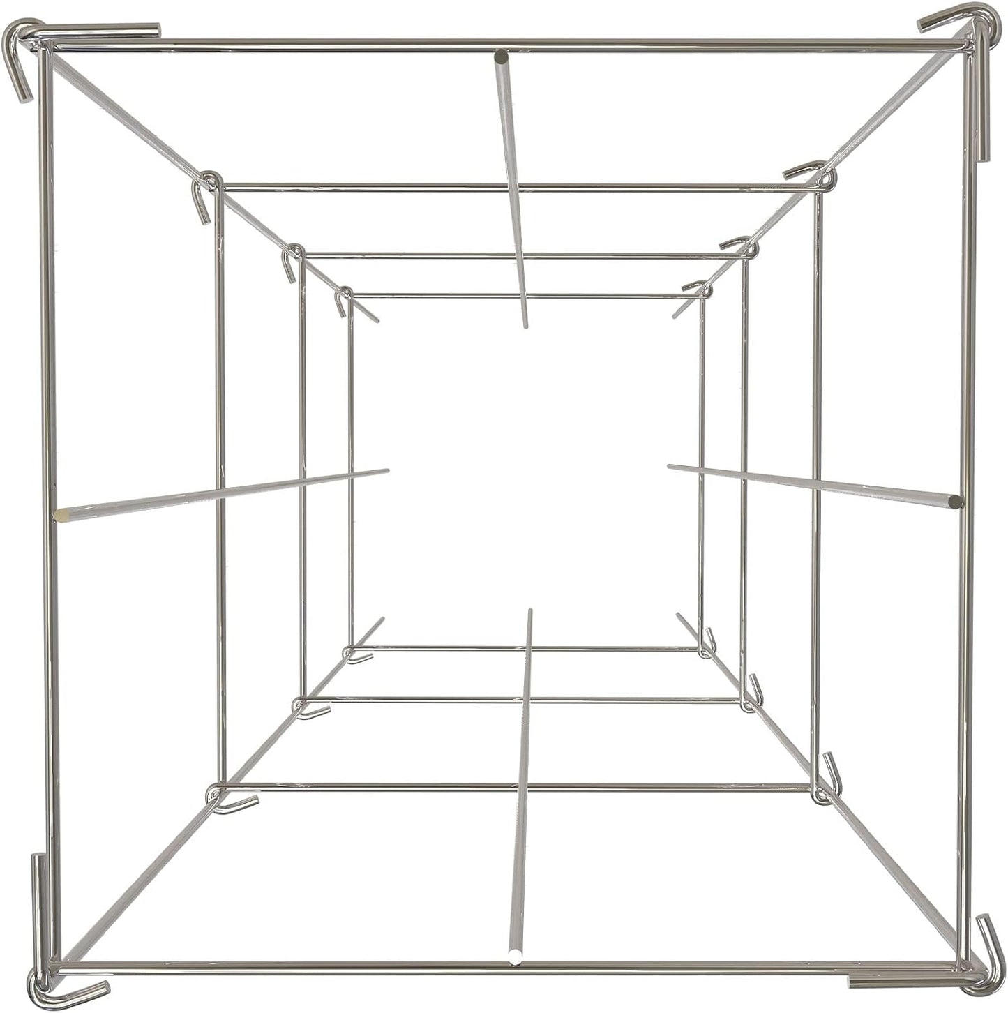 Tomato Cages, 11.8" x 11.8" x 46.1", 10 Packs Square Plant Support Cages, Silver PVC-Coated Steel Tomato Towers for Climbing Vegetables, Plants, Flowers, Fruits
