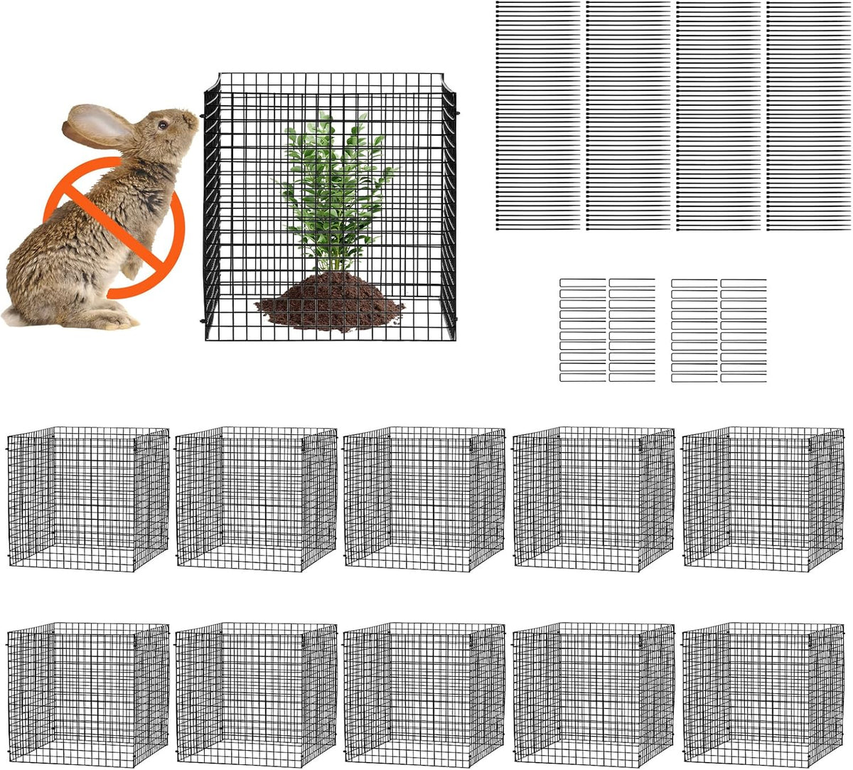 Tomato Cages, 11.8" x 11.8" x 46.1", 10 Packs Square Plant Support Cages, Silver PVC-Coated Steel Tomato Towers for Climbing Vegetables, Plants, Flowers, Fruits