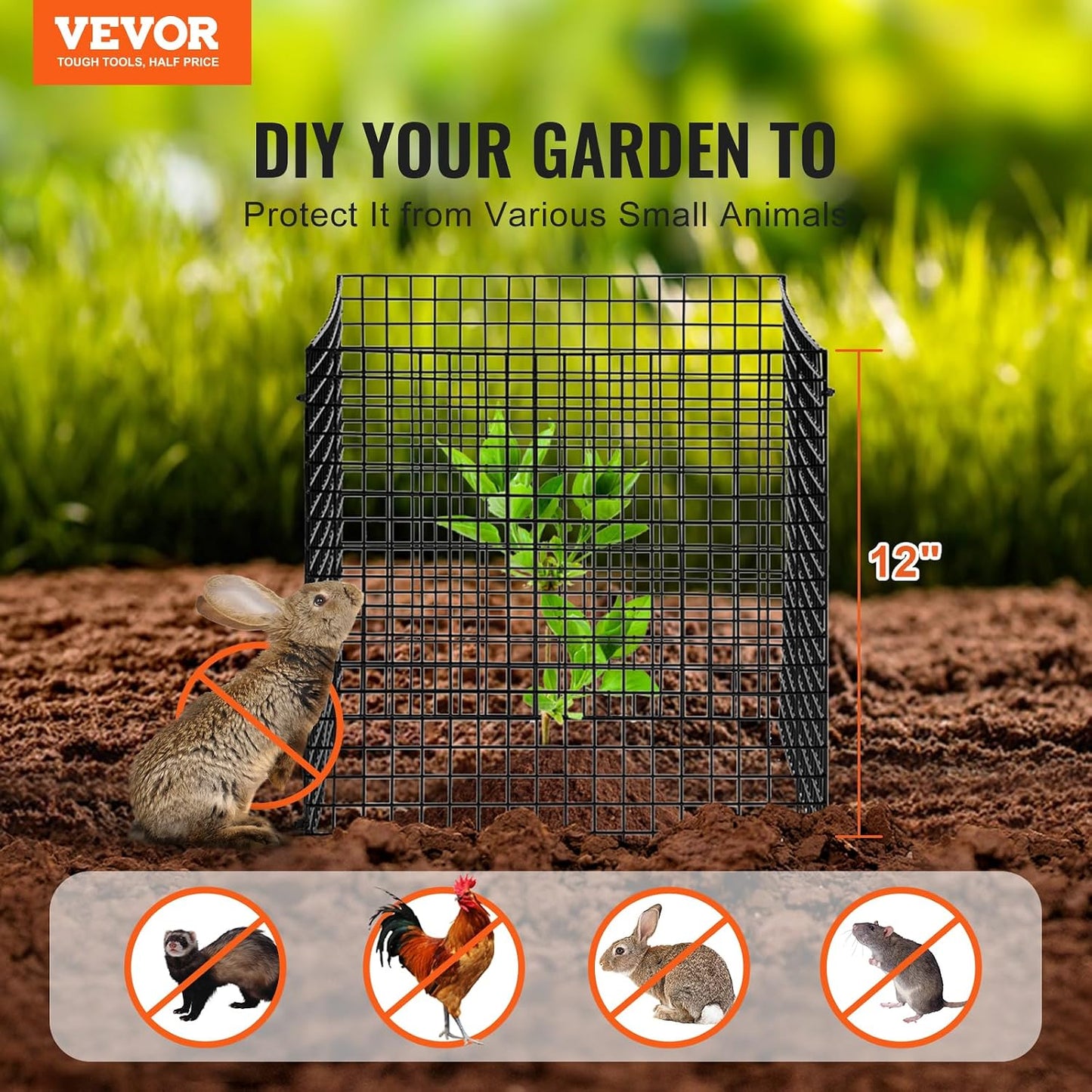 Tomato Cages, 11.8" x 11.8" x 46.1", 10 Packs Square Plant Support Cages, Silver PVC-Coated Steel Tomato Towers for Climbing Vegetables, Plants, Flowers, Fruits