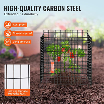 Tomato Cages, 11.8" x 11.8" x 46.1", 10 Packs Square Plant Support Cages, Silver PVC-Coated Steel Tomato Towers for Climbing Vegetables, Plants, Flowers, Fruits