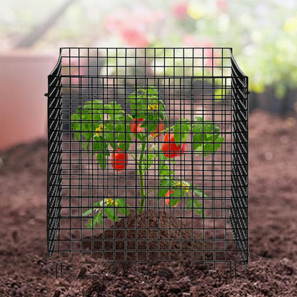 Tomato Cages, 11.8" x 11.8" x 46.1", 10 Packs Square Plant Support Cages, Silver PVC-Coated Steel Tomato Towers for Climbing Vegetables, Plants, Flowers, Fruits