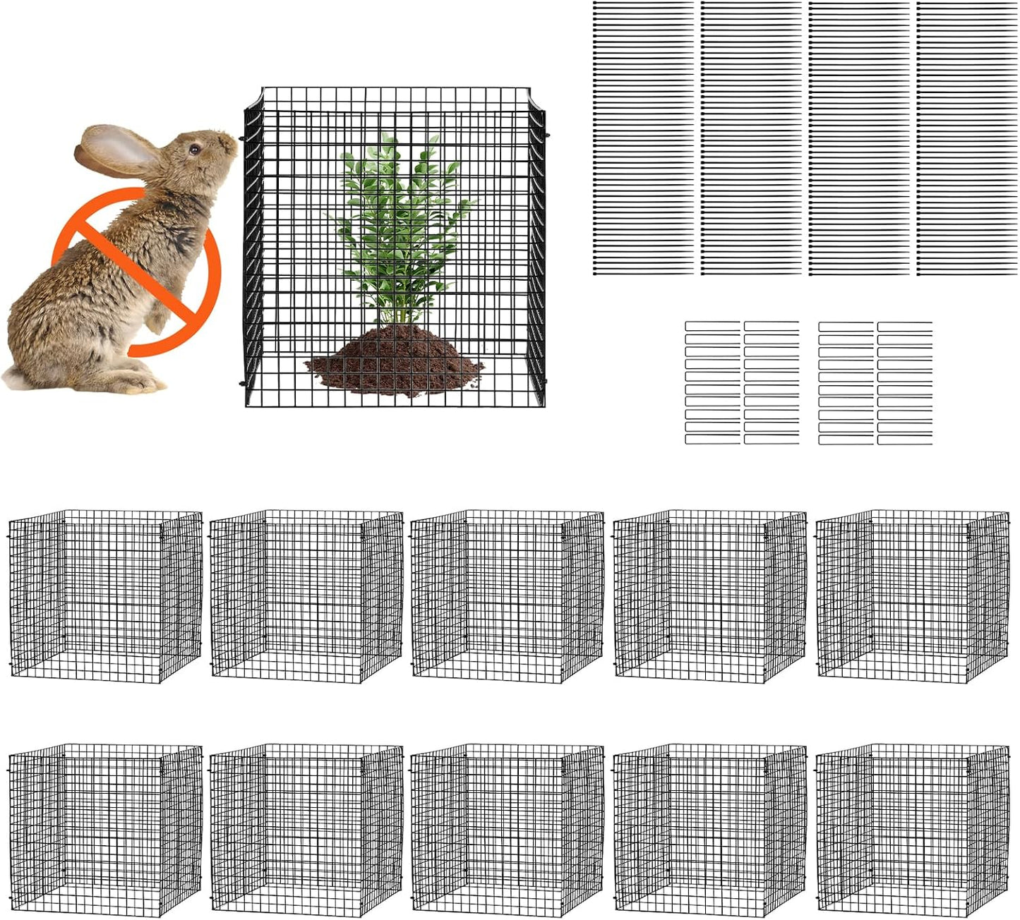 Tomato Cages, 11.8" x 11.8" x 46.1", 10 Packs Square Plant Support Cages, Silver PVC-Coated Steel Tomato Towers for Climbing Vegetables, Plants, Flowers, Fruits