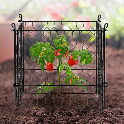 Tomato Cages, 11.8" x 11.8" x 46.1", 10 Packs Square Plant Support Cages, Silver PVC-Coated Steel Tomato Towers for Climbing Vegetables, Plants, Flowers, Fruits