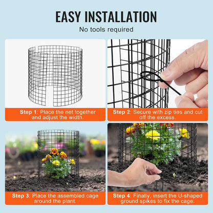 Tomato Cages, 11.8" x 11.8" x 46.1", 10 Packs Square Plant Support Cages, Silver PVC-Coated Steel Tomato Towers for Climbing Vegetables, Plants, Flowers, Fruits