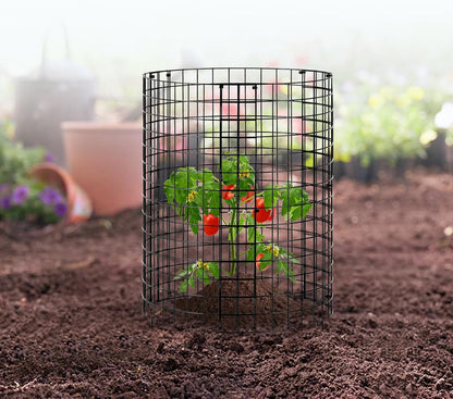 Tomato Cages, 11.8" x 11.8" x 46.1", 10 Packs Square Plant Support Cages, Silver PVC-Coated Steel Tomato Towers for Climbing Vegetables, Plants, Flowers, Fruits