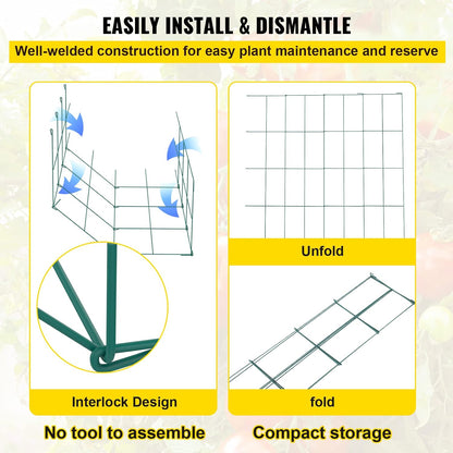 Tomato Cages, 11.8" x 11.8" x 46.1", 10 Packs Square Plant Support Cages, Silver PVC-Coated Steel Tomato Towers for Climbing Vegetables, Plants, Flowers, Fruits