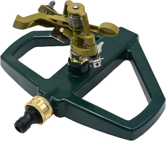 Metal Impact Lawn Sprinkler for Yard and Large Area, Adjustable Coverage up to 5,800 Sq. ft with Zinc Base and Metal Construction