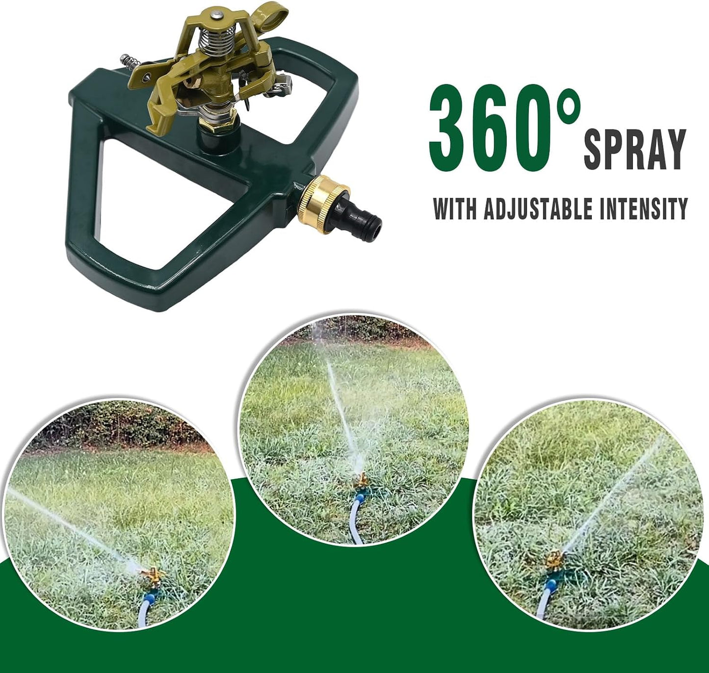 Metal Impact Lawn Sprinkler for Yard and Large Area, Adjustable Coverage up to 5,800 Sq. ft with Zinc Base and Metal Construction