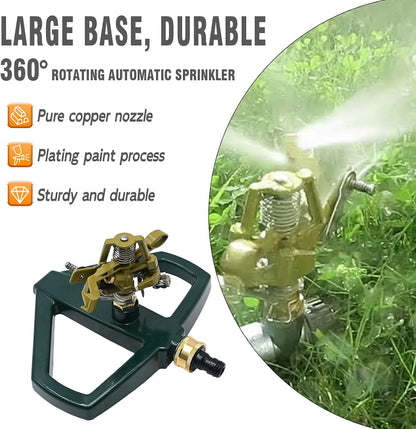 Metal Impact Lawn Sprinkler for Yard and Large Area, Adjustable Coverage up to 5,800 Sq. ft with Zinc Base and Metal Construction