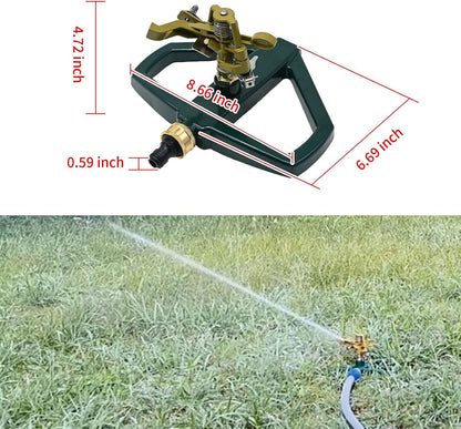 Metal Impact Lawn Sprinkler for Yard and Large Area, Adjustable Coverage up to 5,800 Sq. ft with Zinc Base and Metal Construction