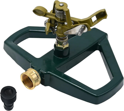 Metal Impact Lawn Sprinkler for Yard and Large Area, Adjustable Coverage up to 5,800 Sq. ft with Zinc Base and Metal Construction