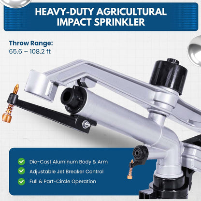 RK-67 1-1/2" FNPT Impact Mini-Gun Sprinkler with Nozzle Set - (12, 14, 16 mm) x 5 mm, NPT Female, 103.3 GSM Maximum Flow Rate