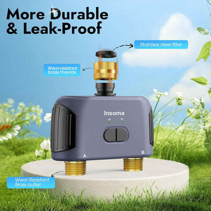 2 Zones WiFi Water Timer Brass Inlet and Outlet, Sprinkler Timer for Garden Hose, APP Remote Control WiFi Hose Timers with Gateway, Voice Control with Alexa, Rain Delay and Manual Mode for Watering