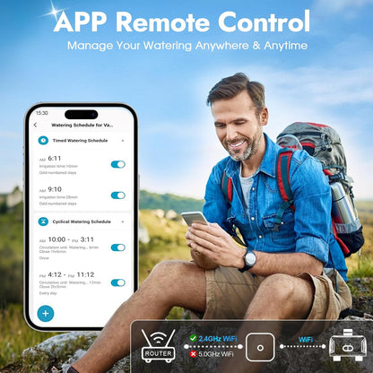 2 Zones WiFi Water Timer Brass Inlet and Outlet, Sprinkler Timer for Garden Hose, APP Remote Control WiFi Hose Timers with Gateway, Voice Control with Alexa, Rain Delay and Manual Mode for Watering