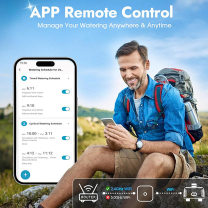 2 Zones WiFi Water Timer Brass Inlet and Outlet, Sprinkler Timer for Garden Hose, APP Remote Control WiFi Hose Timers with Gateway, Voice Control with Alexa, Rain Delay and Manual Mode for Watering