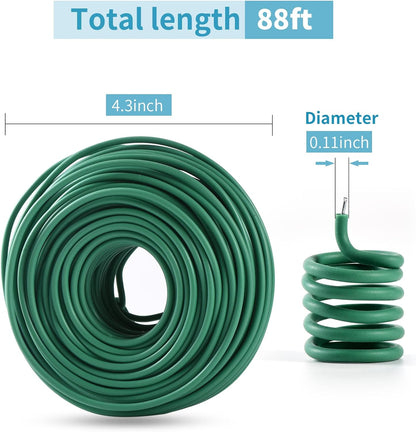 Soft Plant Tie, Garden Wire Tie for Plants Heavy Duty Reusable Plant Twist Ties for Gardening Home Office (Green, 32.8 feet)