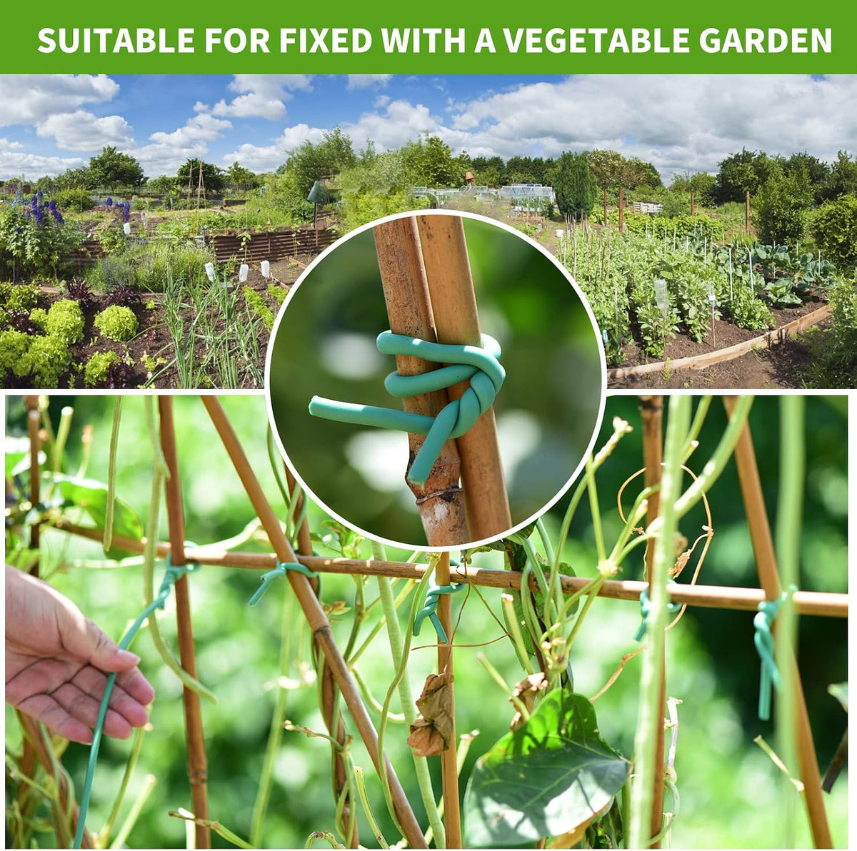 Soft Plant Tie, Garden Wire Tie for Plants Heavy Duty Reusable Plant Twist Ties for Gardening Home Office (Green, 32.8 feet)