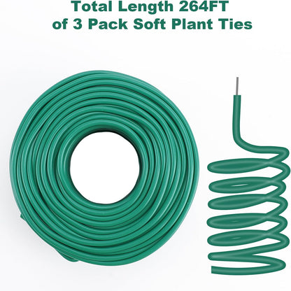Soft Plant Tie, Garden Wire Tie for Plants Heavy Duty Reusable Plant Twist Ties for Gardening Home Office (Green, 32.8 feet)