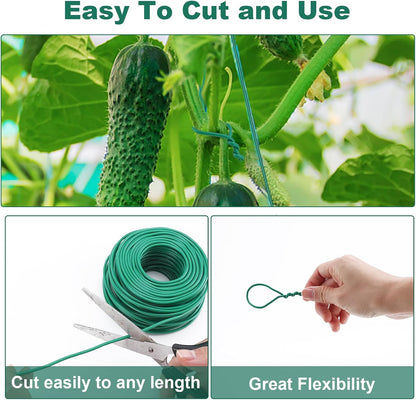 Soft Plant Tie, Garden Wire Tie for Plants Heavy Duty Reusable Plant Twist Ties for Gardening Home Office (Green, 32.8 feet)