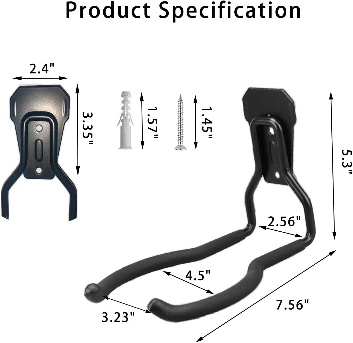 JuforminWeedeater Hanger, String Trimmer Hanger, Weed Eater Rack, Garage Wall Hooks, Power Tool Holder for Garage Wall, Utility Hooks for Garage Tool Organizers and Storage Black-4 Pcs