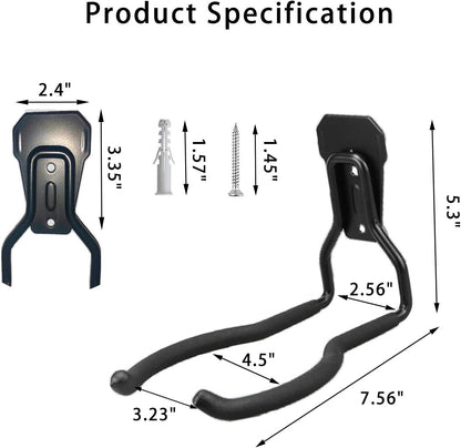JuforminWeedeater Hanger, String Trimmer Hanger, Weed Eater Rack, Garage Wall Hooks, Power Tool Holder for Garage Wall, Utility Hooks for Garage Tool Organizers and Storage Black-4 Pcs